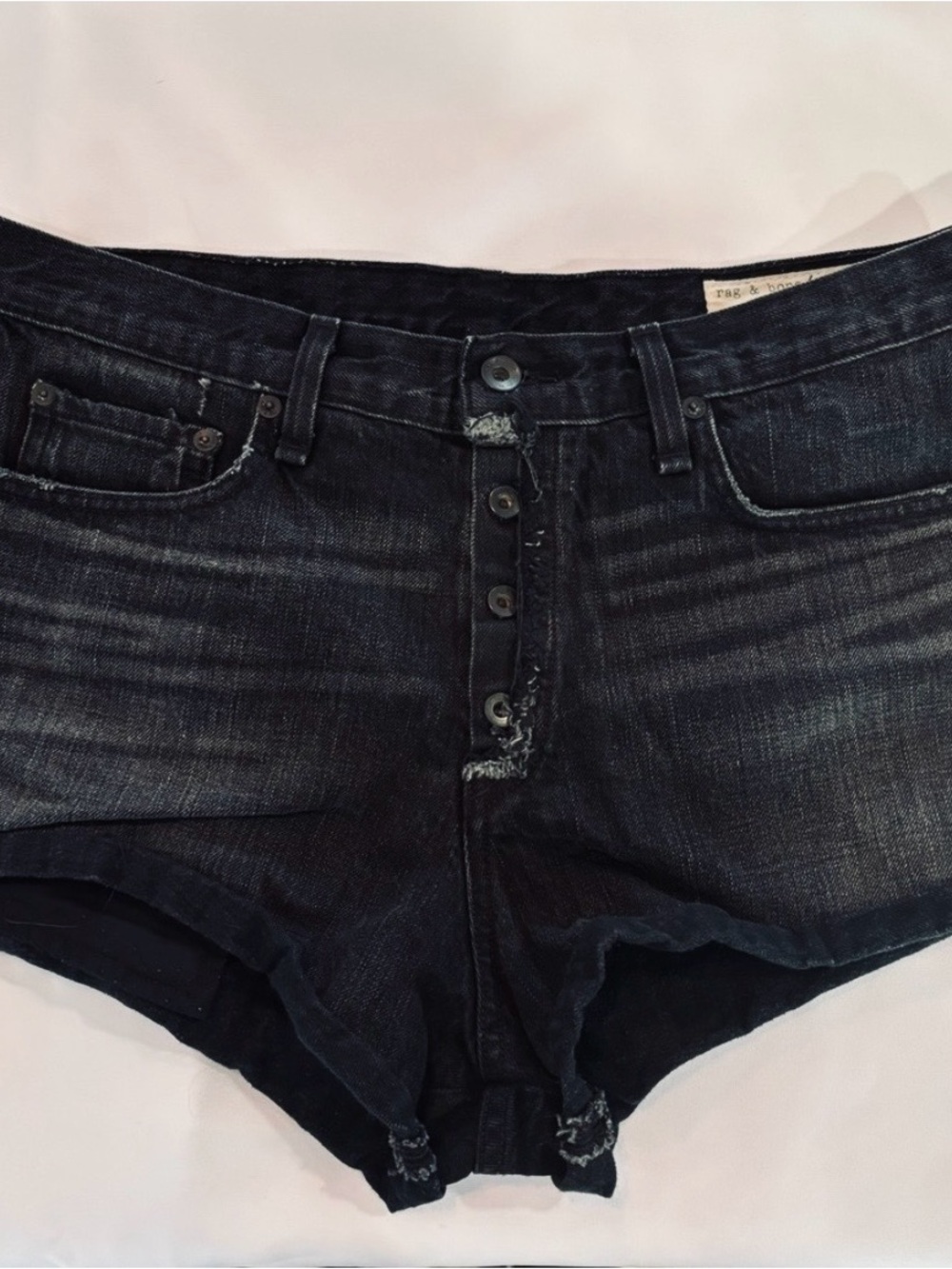 Rag & Bone rolled cuff button fly denim shorts